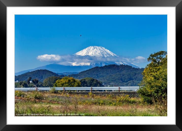 Colorful Mount Fuji Airplane Road Hiratsuka Kanagawa Japan  Framed Mounted Print by William Perry
