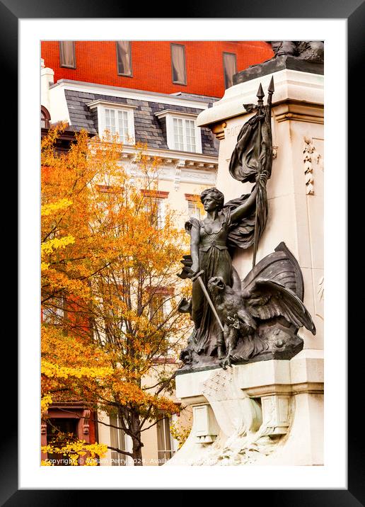Lady Liberty General Rochambeau Statue Lafayette Park Autumn Was Framed Mounted Print by William Perry