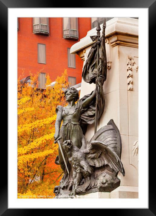 Lady Liberty General Rochambeau Statue Washington DC Framed Mounted Print by William Perry