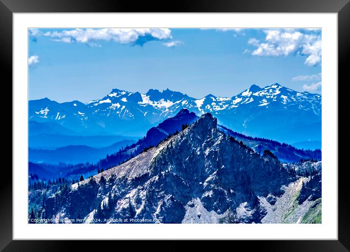 Snow Mountains Foothills Crystal Mountain Pierce County Washingt Framed Mounted Print by William Perry