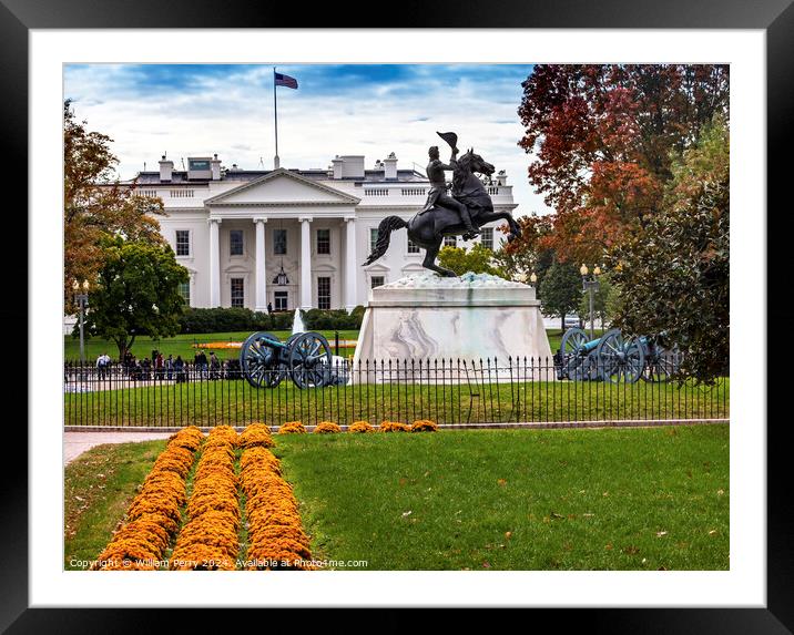 Jackson Statue Lafayette Park White House Autumn Washington DC Framed Mounted Print by William Perry