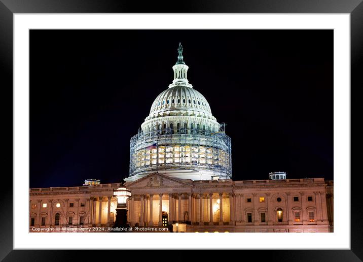 US Capitol North Side Construction Night Stars Washington DC Framed Mounted Print by William Perry