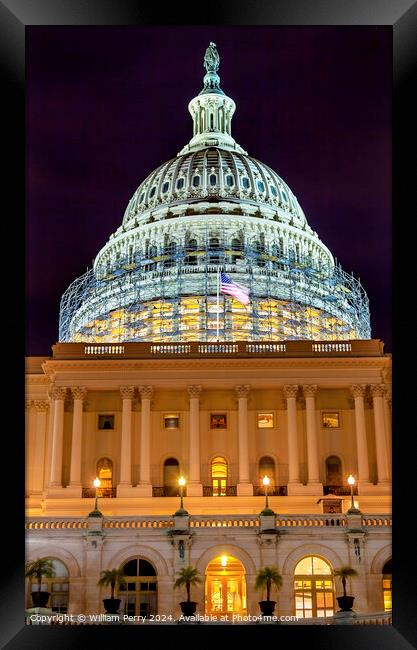 US Capitol South Side Construction Night Stars Washington DC Framed Print by William Perry