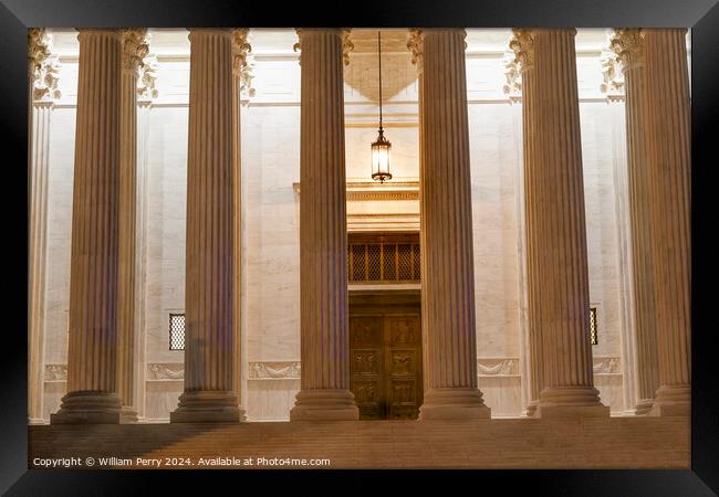 US Supreme Court Columns DoorWashington DC Framed Print by William Perry