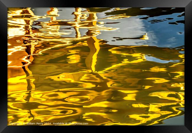 Water Reflection Abstract Kinkaku-Ji Golden Kyoto Japan Framed Print by William Perry