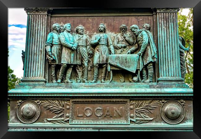 Discussing Stragegy General John Logan Memorial Civil War Statue Framed Print by William Perry