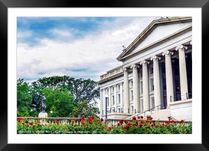 Alexander Hamilton Statue Rose Garden US Treasury Department Was Framed Mounted Print by William Perry