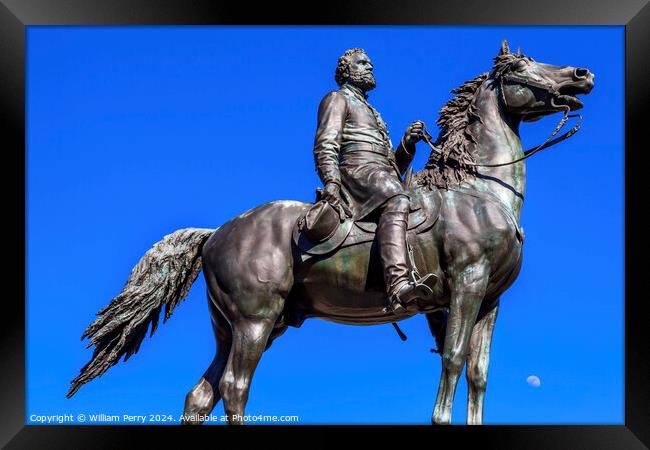 Major General George Thomas Statue Moon Washington DC Framed Print by William Perry