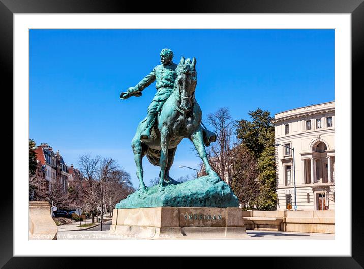 General Phil Sheridan Statue Washington DC Framed Mounted Print by William Perry
