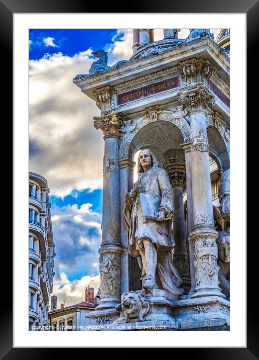 Jacobins Fountain Place Cityscape Lyon France Framed Mounted Print by William Perry