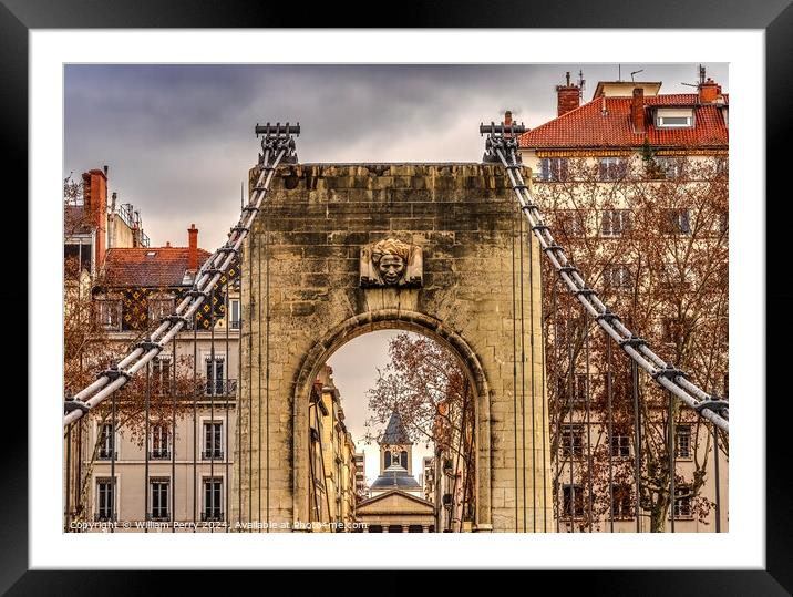 College Pedestrian Bridge Rhone River Lyon France Framed Mounted Print by William Perry