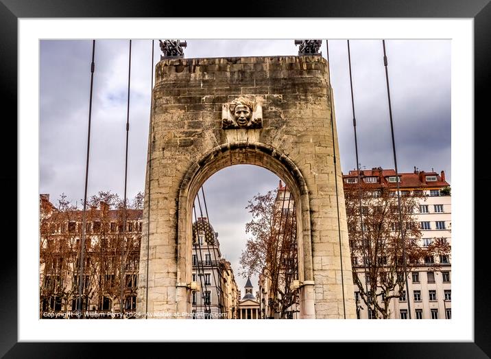 College Pedestrian Bridge Rhone River Lyon France Framed Mounted Print by William Perry