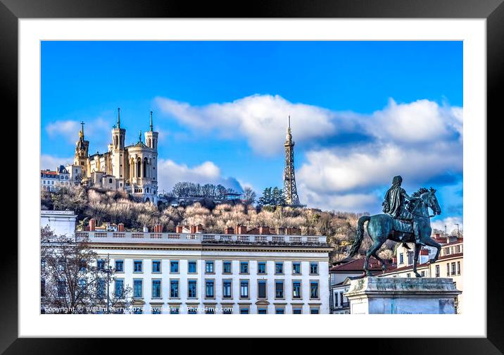 King Louis XIV Statue Notre Dame Place Bellecoeur Lyon France Framed Mounted Print by William Perry