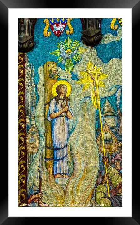 Joan of Arc Mosaic Basilica of Notre Dame Lyon France Framed Mounted Print by William Perry