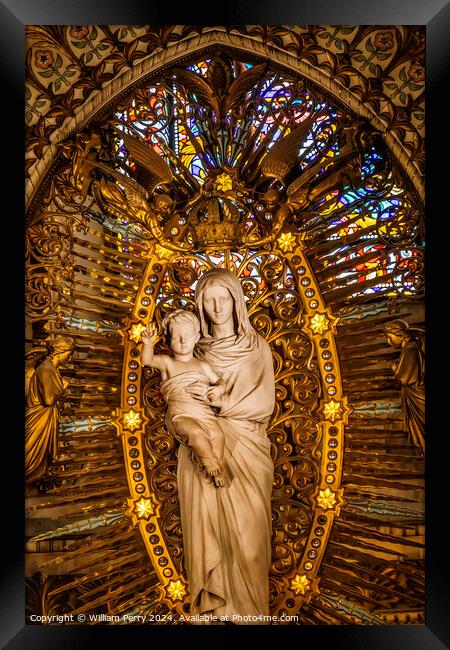 Virgin Mary Statue Altar Basilica of Notre Dame Lyon France Framed Print by William Perry