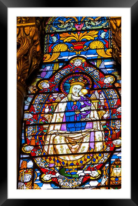 Mary Jesus Stained Glass Basilica of Notre Dame Lyon France Framed Mounted Print by William Perry