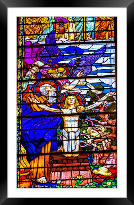 Resurrected Jesus Stained Glass Basilica of Notre Dame Lyon Fran Framed Mounted Print by William Perry