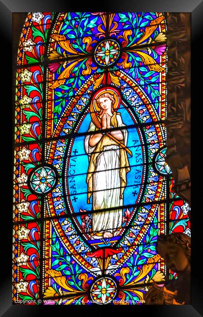 Angel Stained Glass Basilica of Notre Dame Lyon France Framed Print by William Perry