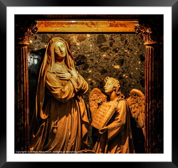 Annunciation Statue Angel Mary Santa Francesca Romana Rome Italy Framed Mounted Print by William Perry