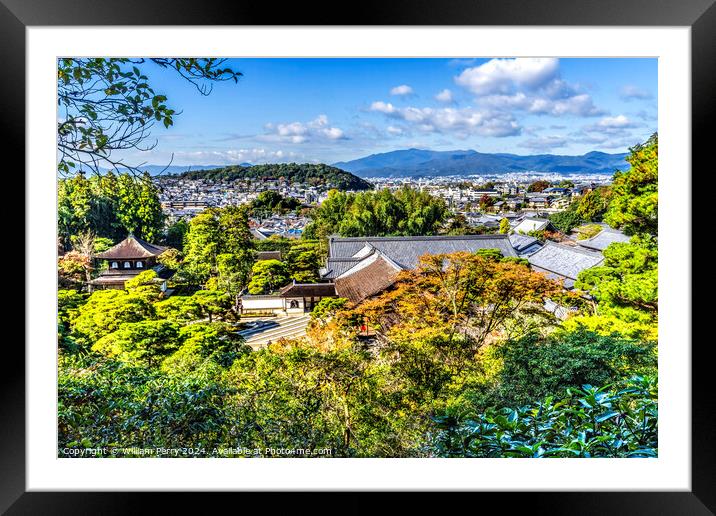 Ginkakuji Silver Pavilion Temple Rock Garden Kyoto Japan Framed Mounted Print by William Perry