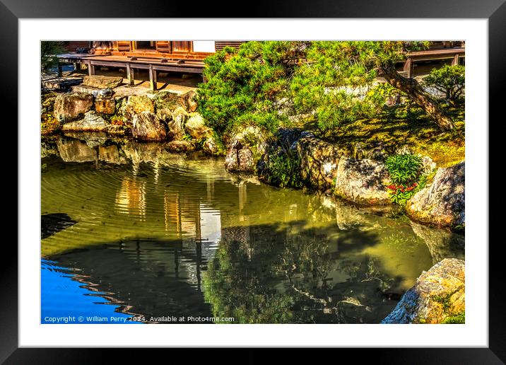 Garden Ginkakuji Silver Pavilion Temple Kyoto Japan Framed Mounted Print by William Perry