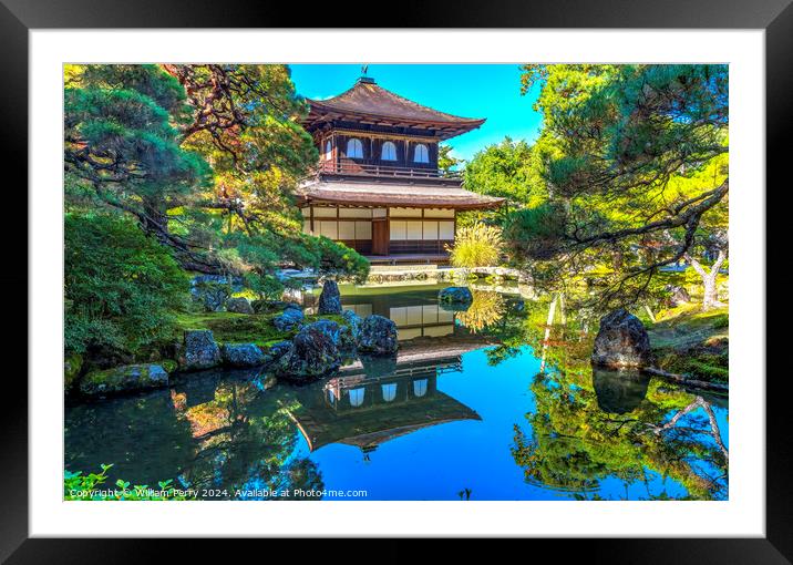 Colorful Fall Water Reflection Ginkakuji Silver Pavilion Temple  Framed Mounted Print by William Perry