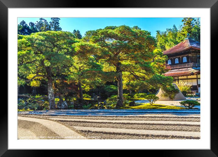 Ginkakuji Silver Pavilion Temple Rock Garden Kyoto Japan Framed Mounted Print by William Perry