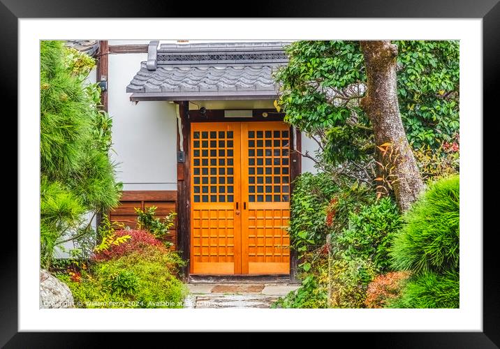 Japanese Wooden Door Tofuku-Ji Buddhist Temple Kyoto Japan Framed Mounted Print by William Perry