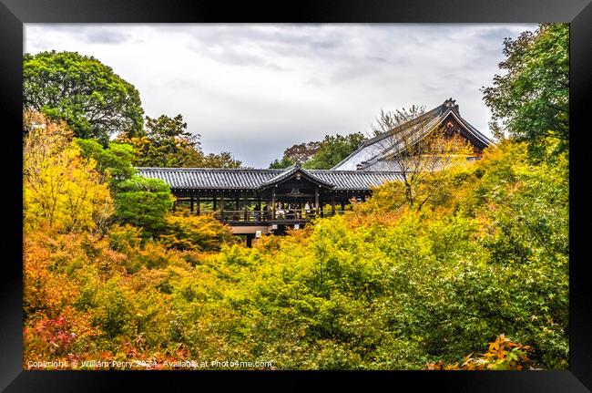 Colorful Fall Leaves Tofuku-Ji Buddhist Temple Kyoto Japan Framed Print by William Perry