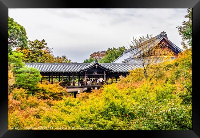 Fall Leaves Tofuku-Ji Buddhist Temple Kyoto Japan Framed Print by William Perry