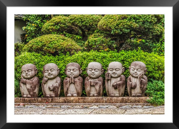 Jizo Child Buddha Statues Tofuku-Ji Buddhist Temple Kyoto Japan Framed Mounted Print by William Perry