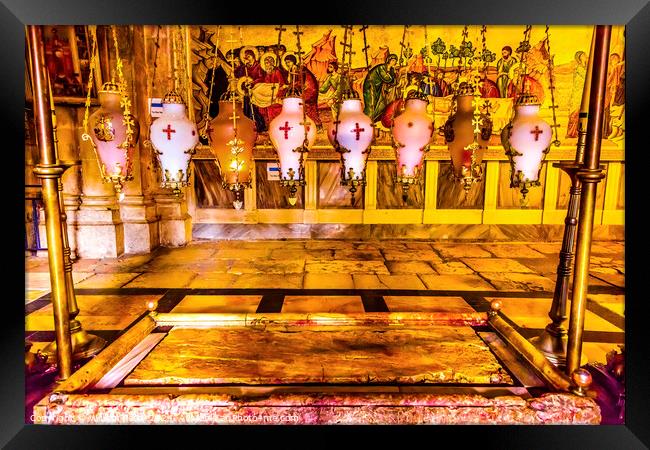 Anointing Unction Stone Church Holy Sepulchre Jerusalem Israel Framed Print by William Perry