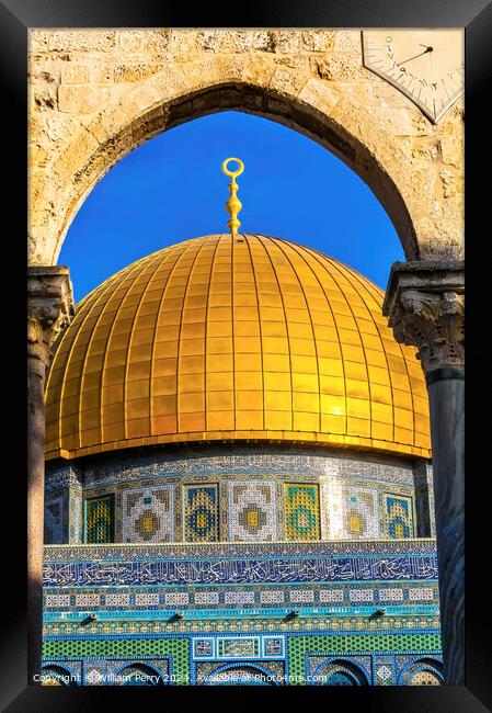Dome of the Rock Islamic Mosque Temple Mount Jerusalem Israel  Framed Print by William Perry