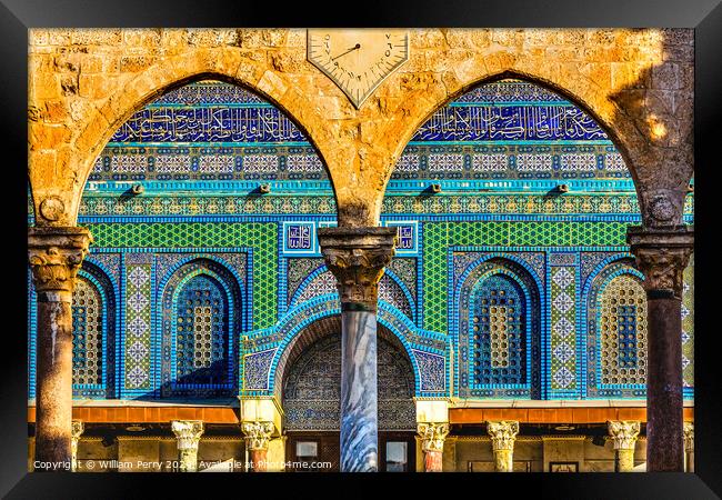 Mosaics Dome of the Rock Islamic Temple Mount Jerusalem Israel Framed Print by William Perry
