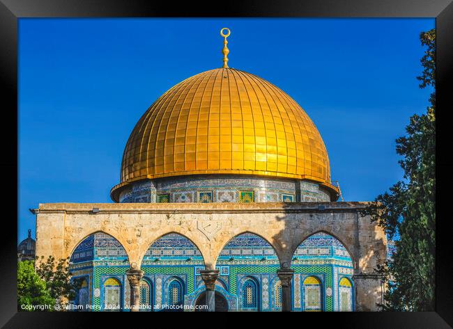 Dome of the Rock Temple Mount Jerusalem Israel  Framed Print by William Perry