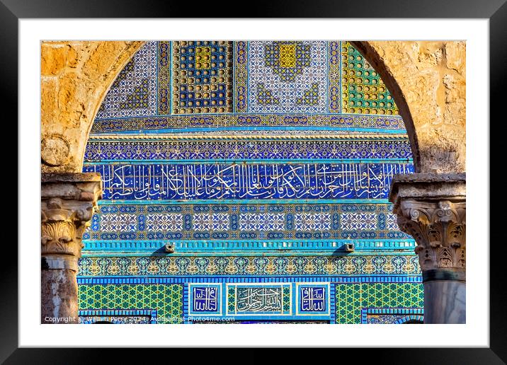 Dome of the Rock Islamic Designs Mosque Temple Mount Jerusalem I Framed Mounted Print by William Perry