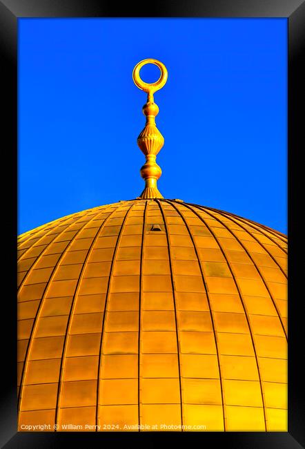 Golden Dome of Rock Islamic Mosque Jerusalem Israel Framed Print by William Perry