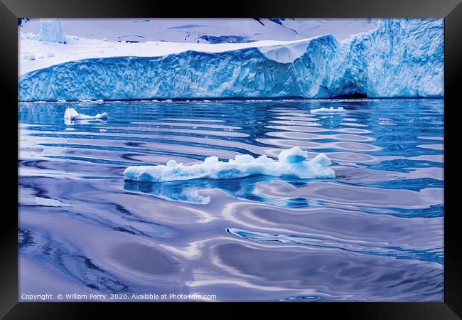 Iceberg Snow Mountains Blue Glaciers Dorian Bay An Framed Print by William Perry