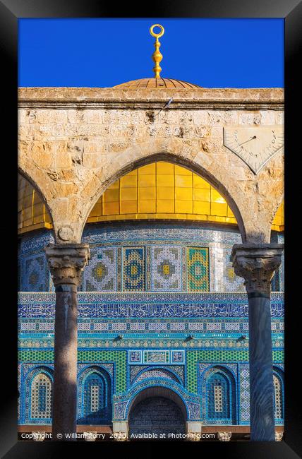 Dome Rock Islamic Mosque Temple Mount Jerusalem Is Framed Print by William Perry