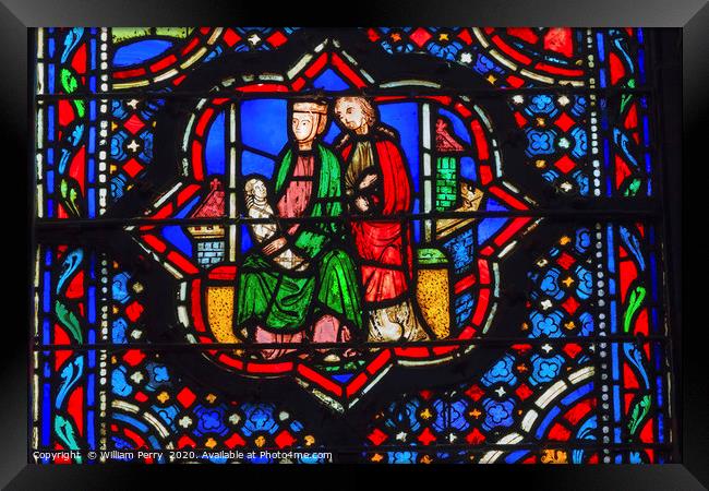 Jesus Mary Joseph Stained Glass Sainte Chapelle Pa Framed Print by William Perry