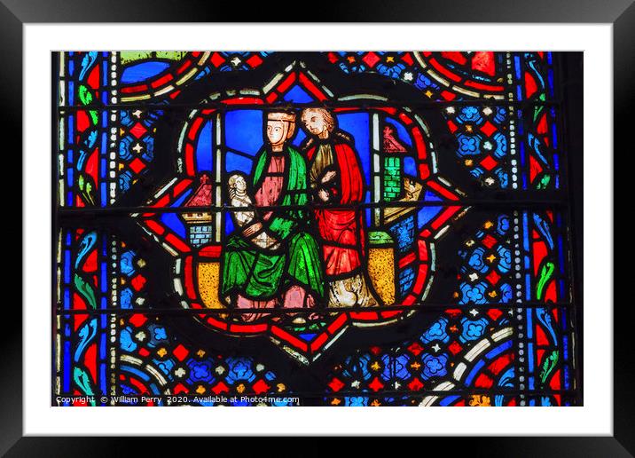 Jesus Mary Joseph Stained Glass Sainte Chapelle Pa Framed Mounted Print by William Perry