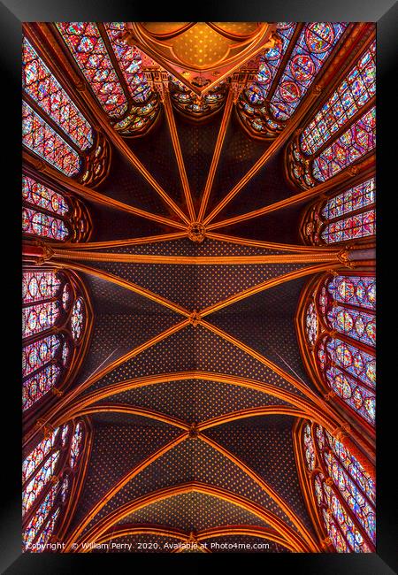 Cathedral Ceiling Sainte Chapelle Paris France Framed Print by William Perry