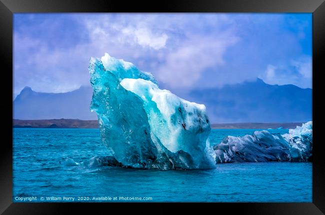 Blue Large Iceberg Jokulsarlon Glacier Lagoon Icel Framed Print by William Perry