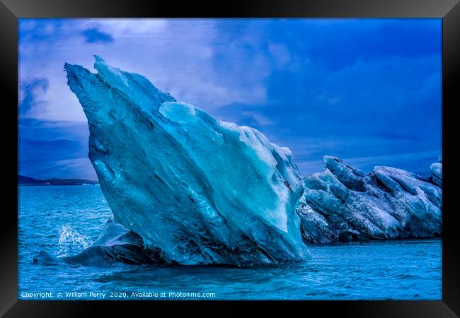Blue Iceberg Jokulsarlon Glacier Lagoon Iceland Framed Print by William Perry