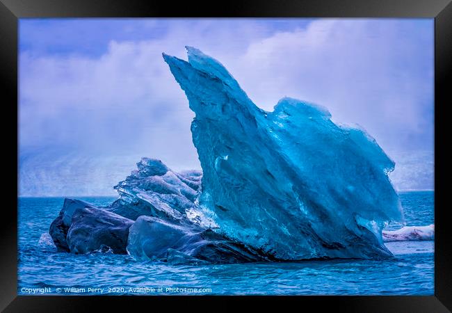 Blue Large Iceberg Jokulsarlon Glacier Lagoon Iceland Framed Print by William Perry