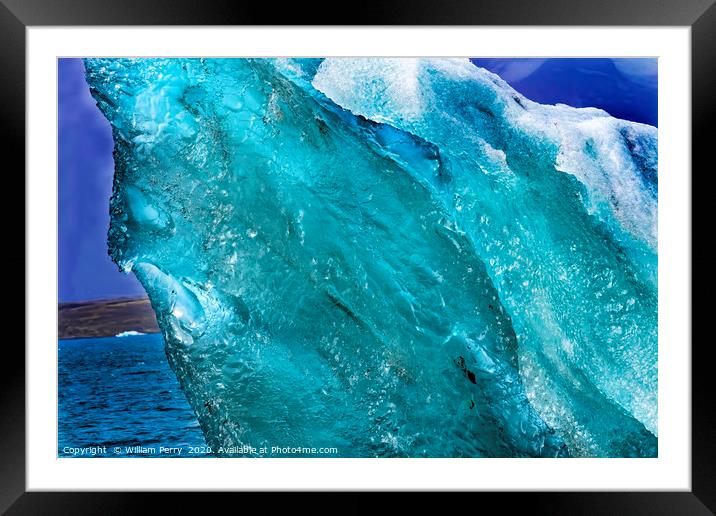 Blue Large Iceberg Jokulsarlon Glacier Lagoon Iceland Framed Mounted Print by William Perry