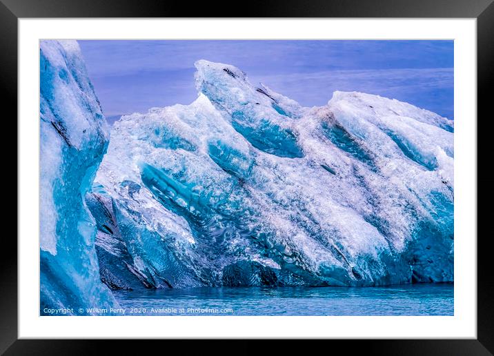 Blue Large Iceberg Jokulsarlon Glacier Lagoon Icel Framed Mounted Print by William Perry
