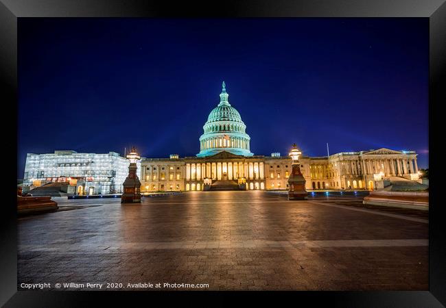 US Capitol Night Stars Washington DC  Framed Print by William Perry