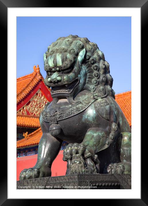 Dragon Statue Gugong Forbidden City Beijing China Framed Mounted Print by William Perry