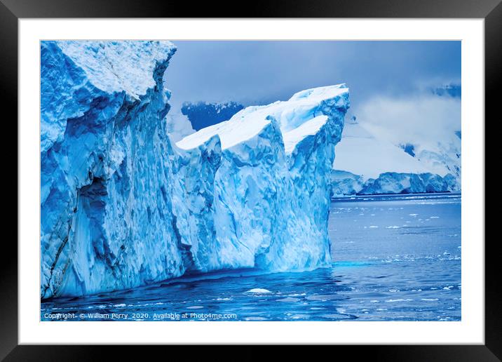 Iceberg Blue Glaciers Dorian Bay Antarctica Framed Mounted Print by William Perry